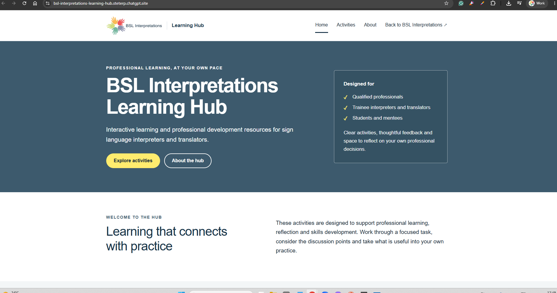The BSL Interpretations Learning Hub